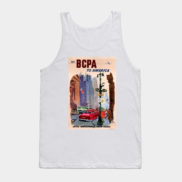 Vintage Travel Poster Fly BCPA to America Tank Top by vintagetreasure